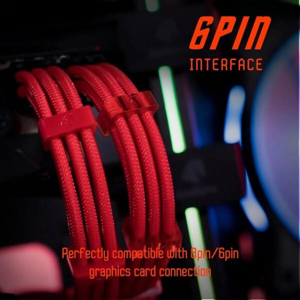 2025/12/1000387202.jpg ASIAHORSE 18AWG Red PSU Cable Extension Kit – 4 Pack (24-Pin ATX, 4+4 Pin EPS, 2x PCI-E 6+2) Braided Sleeved, Soft Nylon, Cable Combs, Universal Compatibility