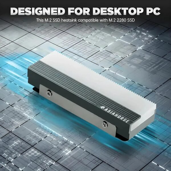 2025/12/1000387209.jpg AsiaHorse ProGen ARGB NVMe SSD Heatsink – PCIe 4.0 M.2 Cooler, Aluminum Alloy, 10–20°C Cooling, 5V ARGB Sync, 3 Thermal Pads, Compatible with Single & Double-Sided SSDs, Grey