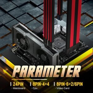 2025/12/1000387216.jpg AsiaHorse 18AWG Red-Black Sleeved PSU Extension Cable Kit – 6 Pack, 300mm, PET Braided, Phosphor Copper Terminals, Durable & Flexible Cable Management Solution