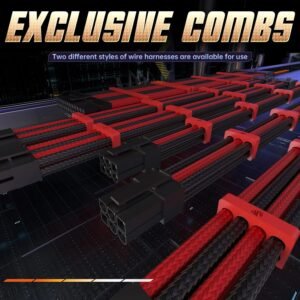 2025/12/1000387217.jpg AsiaHorse 18AWG Red-Black Sleeved PSU Extension Cable Kit – 6 Pack, 300mm, PET Braided, Phosphor Copper Terminals, Durable & Flexible Cable Management Solution