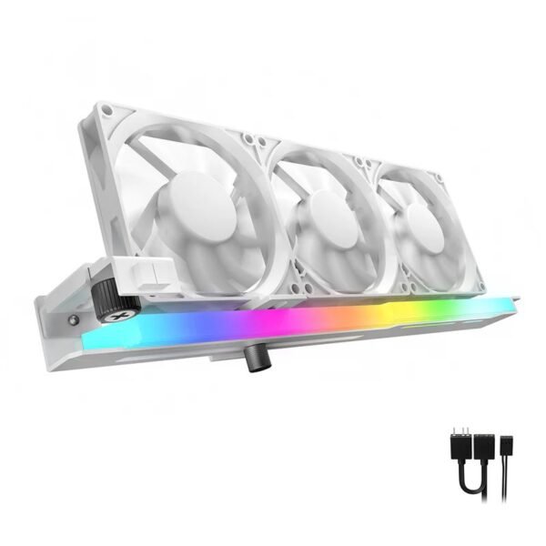 2025/12/1000387438.jpg AsiaHorse VoltEd GPU Support Bracket with 3x 80mm ARGB Fans – GPU Brace with PWM Cooling, 5V 3-Pin Sync, Adjustable Design, Strong Support & RGB Lighting, White