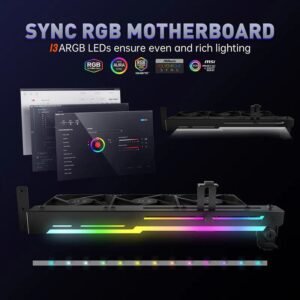 2025/12/1000387441.jpg AsiaHorse VoltEd GPU Support Bracket with 3x 80mm ARGB Fans – GPU Brace with PWM Cooling, 5V 3-Pin Sync, Adjustable Design, Strong Support & RGB Lighting, White