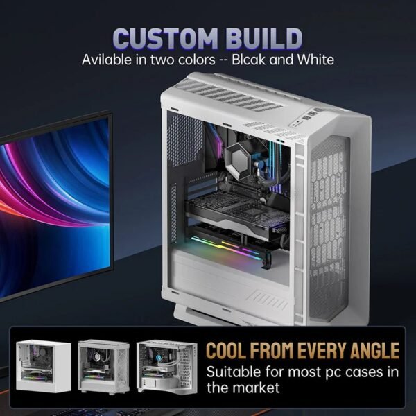 2025/12/1000387444.jpg AsiaHorse VoltEd GPU Support Bracket with 3x 80mm ARGB Fans – GPU Brace with PWM Cooling, 5V 3-Pin Sync, Adjustable Design, Strong Support & RGB Lighting, White