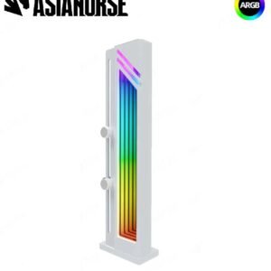 ASIAHORSE ARGB GPU Support Bracket Silver – 5V RGB Holder with 9 ARGB LEDs, AURA Sync 3-Pin, Adjustable Design, 500mm Cable, 48x36x180mm, Premium GPU Stabilizer