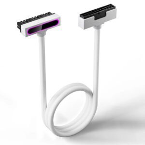 ASIAHORSE Hydrus 24-Pin ARGB PSU Extension Cable – 30cm Length, 18AWG, 12V RGB Lighting, 250W Rated Power, Premium PVC Build, for High-Performance PC Builds, White