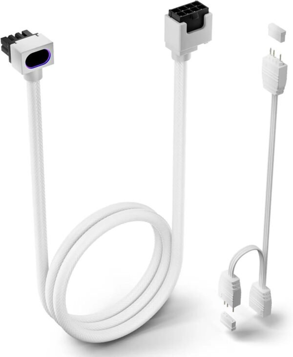 2025/12/1000387549.jpg ASIAHORSE Hydrus 8-Pin ARGB CPU Extension Cable – 30cm White, 18AWG Wire, RGB Lighting, 12V, 25A Current, 300W Power Rating, Premium PVC Build for Clean Aesthetics