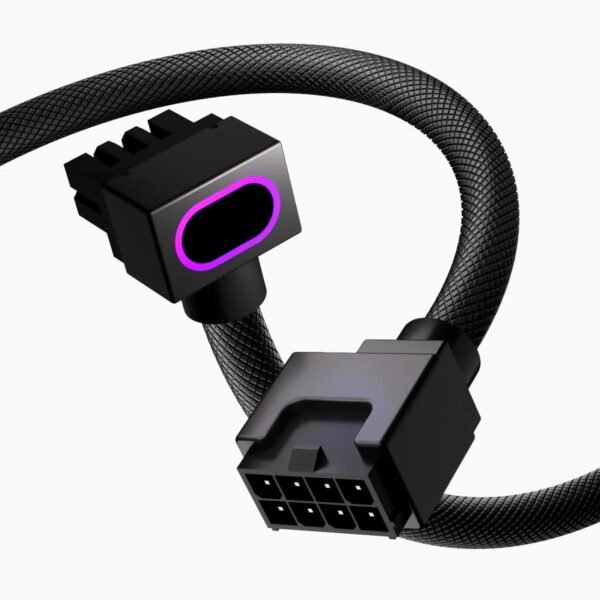 ASIAHORSE Hydrus 8-Pin ARGB CPU Extension Cable – 30cm Black, 18AWG Wire, RGB Lighting, 12V, 25A Current, 300W Power Rating, Premium PVC Build for Clean Aesthetics