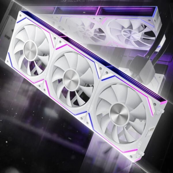 AsiaHorse Dawn Pro ARGB 120mm Fan 3-Pack – Modular Daisy Chain, Infinity Mirror, PWM Control, HDB Bearing, 900-1850 RPM, 71 CFM Airflow, ARGB Sync – Forward White