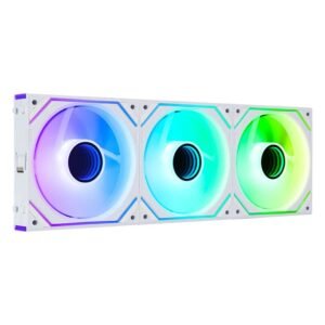 AsiaHorse Dawn Pro ARGB 120mm Fan 3-Pack – Modular Daisy Chain, Infinity Mirror, PWM Control, HDB Bearing, 900-1850 RPM, 71 CFM Airflow, ARGB Sync – Forward White