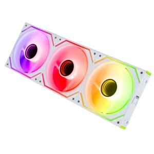 AsiaHorse Dawn Pro ARGB 120mm Fan 3-Pack – Modular Daisy Chain, Infinity Mirror, PWM Control, HDB Bearing, 900-1850 RPM, 71 CFM Airflow, ARGB Sync – Forward White