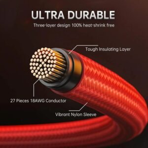 AsiaHorse 16AWG 6KIT DOUBLE Red Sleeved PSU Cable Extension Kit – 24-Pin ATX, Dual 4+4 CPU EPS, 3x PCI-E 6+2, Gold-Plated Terminals, 300mm, High-Density PET Braided