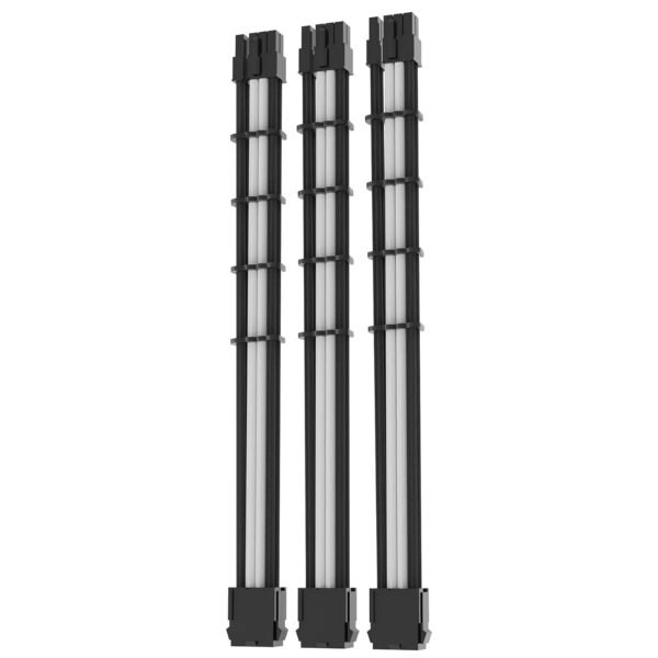 2025/12/1000388809.jpg ASIAHORSE 18AWG 8(6+2) Pin GPU Extension Cable Kit – 3-Pack, 30cm, Black-White Sleeved, Phosphor Bronze Terminals, Black Shell, High-Durability PCIe Power Extension