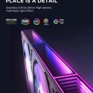 AsiaHorse Dawn Pro ARGB 120mm Fan 3-Pack – Modular Daisy Chain, Infinity Mirror, PWM Control, HDB Bearing, 900-1850 RPM, 71 CFM Airflow, ARGB Sync – Forward Black