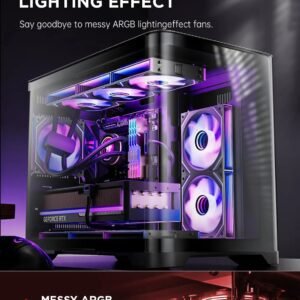 AsiaHorse Dawn Pro ARGB 120mm Fan 3-Pack – Modular Daisy Chain, Infinity Mirror, PWM Control, HDB Bearing, 900-1850 RPM, 71 CFM Airflow, ARGB Sync – Forward Black