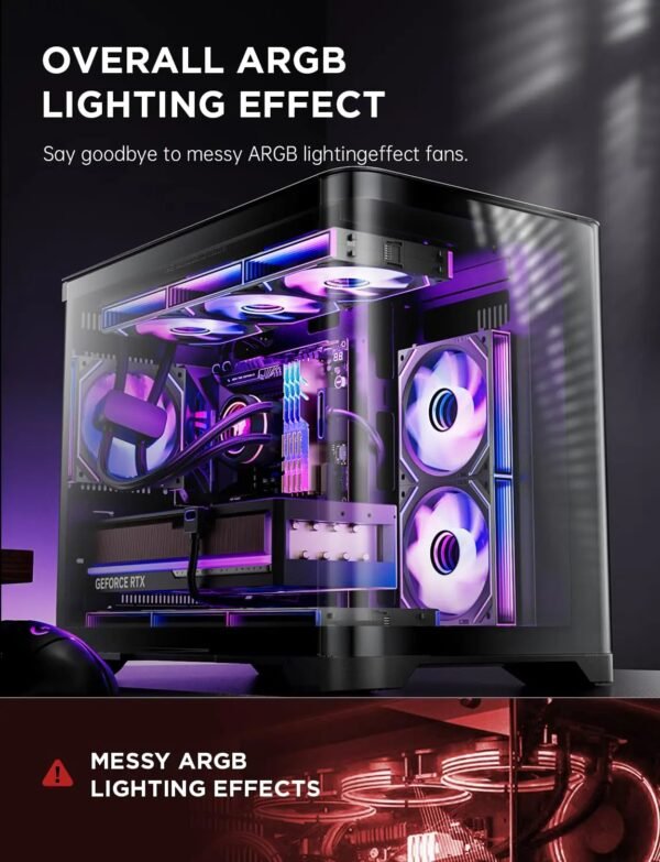 AsiaHorse Dawn Pro ARGB 120mm Fan 3-Pack – Modular Daisy Chain, Infinity Mirror, PWM Control, HDB Bearing, 900-1850 RPM, 71 CFM Airflow, ARGB Sync – Forward Black