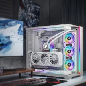 ASIAHORSE Transparent Sleeved PSU Extension Cable 4 Kit – 16AWG UL1007 Wires, 24-Pin ATX, PCIe 6+2, CPU 4+4, PET Braided, 30cm Length, Gold-Plated Terminals – White