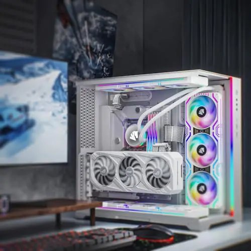 ASIAHORSE Transparent Sleeved PSU Extension Cable 4 Kit – 16AWG UL1007 Wires, 24-Pin ATX, PCIe 6+2, CPU 4+4, PET Braided, 30cm Length, Gold-Plated Terminals – White