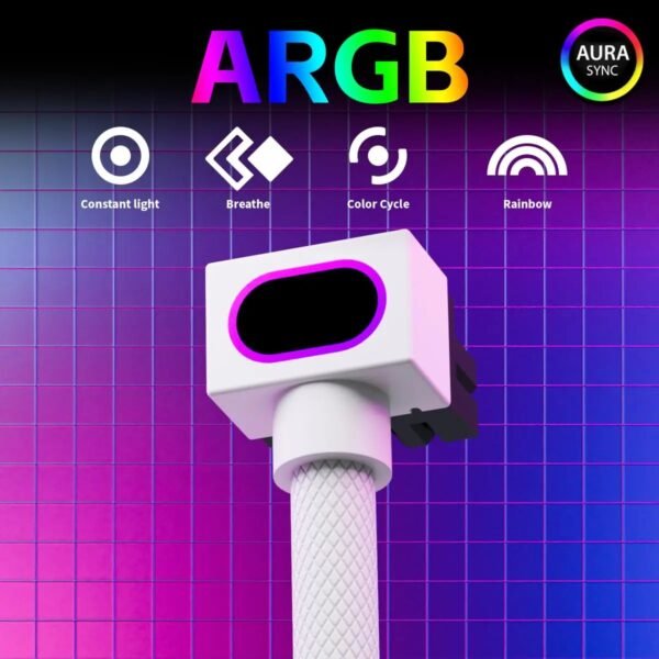 2025/12/1000388897.jpg ASIAHORSE Hydrus 8-Pin ARGB GPU B Extension Cable – 30cm, White, 18AWG Wire, 12V RGB Lighting, 25A Current, 300W Power, Premium PVC Sleeving for High-Performance GPUs