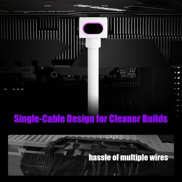 2025/12/1000388899.jpg ASIAHORSE Hydrus 8-Pin ARGB GPU B Extension Cable – 30cm, White, 18AWG Wire, 12V RGB Lighting, 25A Current, 300W Power, Premium PVC Sleeving for High-Performance GPUs