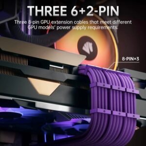 2025/12/1000388960.jpg AsiaHorse 16AWG 6KIT DOUBLE Purple Sleeved PSU Cable Extension Kit – 24-Pin ATX, Dual 4+4 CPU EPS, 3x PCI-E 6+2, Gold-Plated Terminals, 300mm, High-Density PET Braided