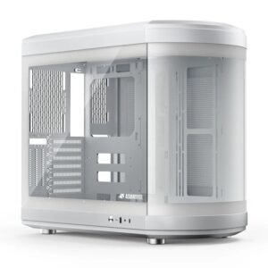 2025/12/1000388969.jpg ASIAHORSE Perseus Mid Tower ATX Case – Dual-Chamber Design, Panoramic Curved Glass, Type-C I/O, 360mm Water Cooling Support, 9 Fan Slots, Robust SPCC Steel Frame, White