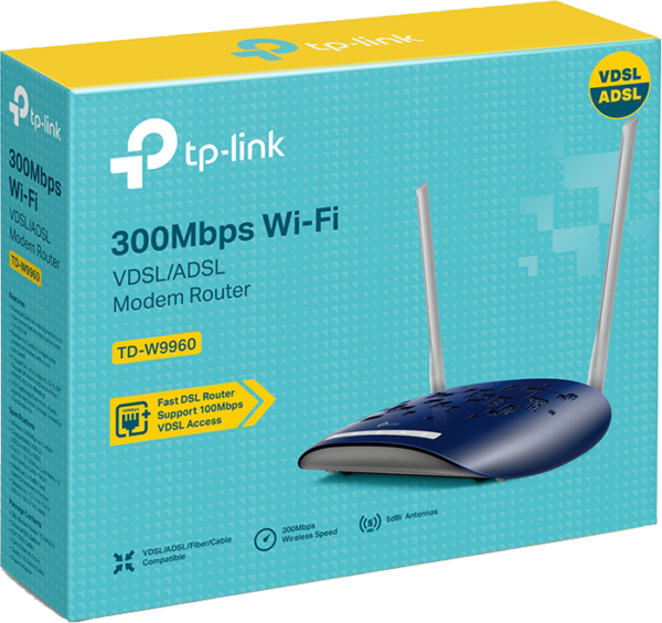 TP-LINK 300 Mbps Wireless N VDSL/ADSL Modem Router (TD-W9960)