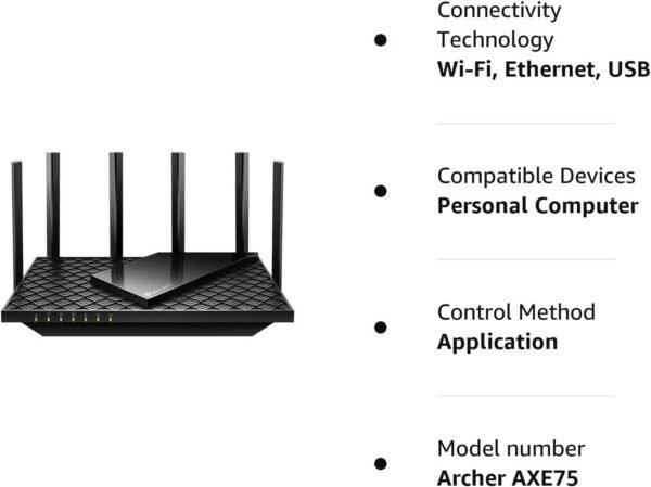 TP-Link AXE5400 Tri-Band WiFi 6E Router (Archer AXE75)- Gigabit Wireless Internet Router, ax Router for Gaming, VPN Router, OneMesh, WPA3