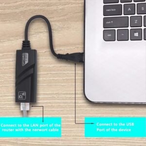 USB-C to Ethernet Adapter – USB 3.0 Type-C to Gigabit Ethernet (RJ45) Adapter – Up to 1000 Mbps, Compatible with Windows/Mac OS/Chrome OS, Black