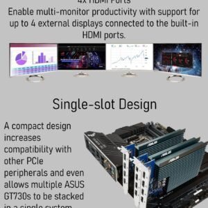 2025/12/1000392599.jpg ASUS GeForce® GT 730 Graphics Card With 2GB GDDR5, 4x HDMI 4K Output, Passive Cooling, Single-Slot Design, PCIe 2.0, GPU Tweak II, Windows 11 Support