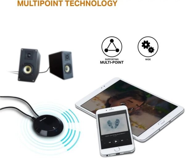 2025/12/1000392664.jpg TP-Link HA100 NFC-Enabled Bluetooth Music Receiver – Wireless Streaming, 20m Range, Bluetooth 4.1, USB Powered, 3.5mm & RCA Output, for Home Stereo Systems
