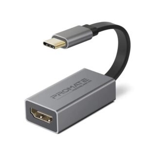 Promate USB-C to HDMI Adapter | 4K UHD @30Hz, 1080p@60Hz | Plug-and-Play HDMI Converter for Mac, Windows, Android & iPad Pro | Compact 4K Video Adapter – Black