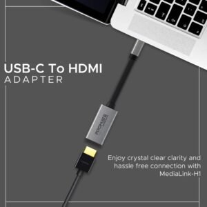 Promate USB-C to HDMI Adapter | 4K UHD @30Hz, 1080p@60Hz | Plug-and-Play HDMI Converter for Mac, Windows, Android & iPad Pro | Compact 4K Video Adapter – Black