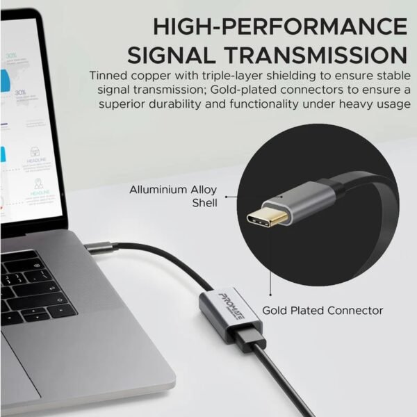 Promate USB-C to HDMI Adapter | 4K UHD @30Hz, 1080p@60Hz | Plug-and-Play HDMI Converter for Mac, Windows, Android & iPad Pro | Compact 4K Video Adapter – Black