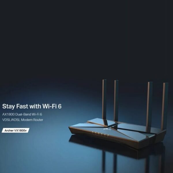 TP-Link Archer VX1800v AX1800 Dual-Band Wi-Fi 6 VDSL/ADSL Modem Router – Super VDSL 350Mbps, MU-MIMO, OFDMA, EasyMesh, VoIP, Gigabit LAN, Tether App Management