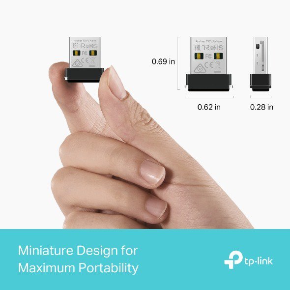 TP-Link Archer TX1U Nano AX3000 Wi-Fi 6 USB Adapter – 287Mbps Lightning-Speed, MU-MIMO & OFDMA, AP Mode, Nano-Sized Portable Design, Windows & Linux Compatible