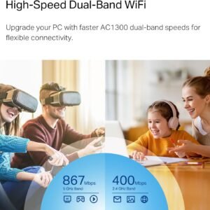 TP-Link Archer T3U Nano USB WiFi Adapter for PC AC1300 2.4G/5G Dual-Band Wireless Network Transceiver Adapter for Desktop PC, Travel Size, Supports Windows & Mac OS