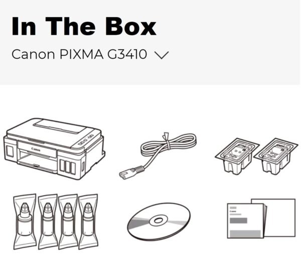 Canon Pixma G3410 3in1 INK WIFI Printer – Print, Copy, Scan, Cloud Link –  Up to 48001 x 1200 dpi Resolution – Black and Colour Printing – Refillable Ink Tank | BLACK