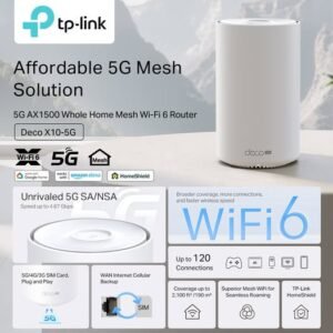 TP-Link Deco X10-4G AX1500 WiFi 6 Mesh Gateway – 4G+ CAT6 Built-in Modem, Dual-Band 1201+300 Mbps, 3× Gigabit Ports, Seamless Roaming, Parental Control, Alexa Support