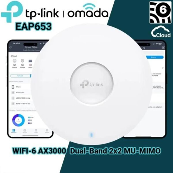 TP-Link EAP653 AX3000 Ceiling Mount WiFi 6 Access Point with 2976 Mbps Speed, Omada SDN Cloud Management, HE160 Channel, PoE Plus Support, Ultra-Slim Business WiFi Design