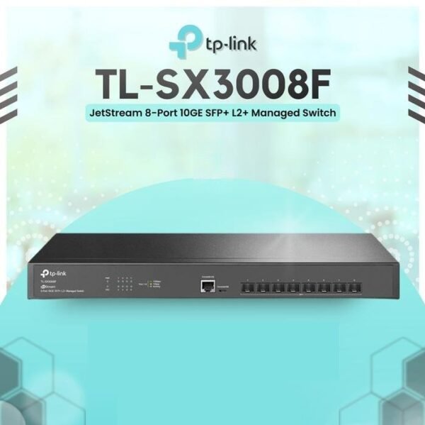 TP-Link TL-SX3008F JetStream 8-Port 10G SFP+ L2+ Managed Switch – 160 Gbps Switching, Static Routing, QoS, IPv6, Omada SDN Cloud Management, Robust Security, Rack-Mountable