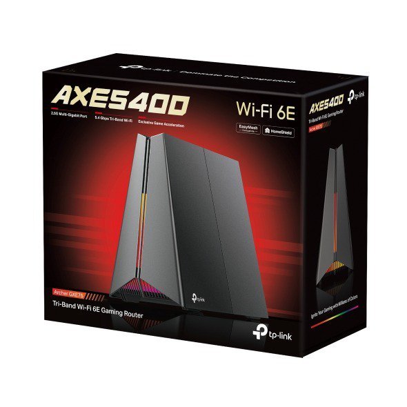 TP-Link Archer GXE75 AXE5400 Tri-Band WiFi 6E Gaming Router – 2.5G Multi-Gig Port | RGB Lighting | Game Panel | Quad-Core CPU | EasyMesh | HomeShield Security | 5400Mbps Speed