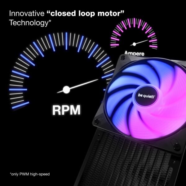 Be Quiet! Light Wings LX 120mm PWM High-Speed ARGB Fan – 2100RPM Silent Cooling, 16 ARGB LEDs, Closed Loop Motor, Rifle Bearing, 60,000h Lifespan, 2.51mm H₂O Pressure | BLACK