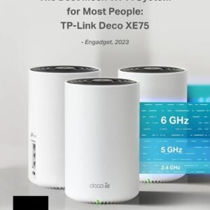 2026/01/1000398979.jpg TP-Link Deco XE75 AXE5400 Tri-Band Mesh WiFi 6E System (2-Pack) – Covers 5,500 ft², 5400 Mbps Speed, 6 GHz Band, AI-Driven Mesh, 200 Devices, 3× Gigabit Ports, HomeShield Security