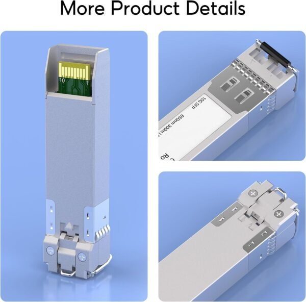 10GBase-SR SFP+ Transceiver, 850nm MMF, up to 300 Meters, Compatible with Cisco SFP-10G-SR, Meraki MA-SFP-10GB-SR, Ubiquiti UniFi UF-MM-10G, D-Link, Mikrotik, Netgear, TP-Link … 1Pcs