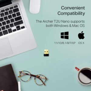 TP-Link Archer T2U Nano Mini – AC600 USB 2.0 Wifi Adapter |2.4GHz and 5GHz Dual Band Wireless Network Adapter for PC Desktop | Supports Encryption Standards | Supports Windows & Mac OS