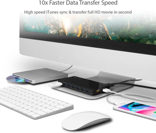 TP-Link Powered USB Hub 3.0 with 7 USB 3.0 Data Ports and 2 Smart Charging USB Ports. Compatible with Windows, Mac, Chrome & Linux OS, with Power On/Off Button, 12V/4A Power Adapter(UH720)