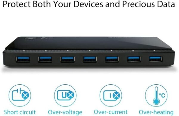 TP-Link Powered USB Hub 3.0 with 7 USB 3.0 Data Ports and 2 Smart Charging USB Ports. Compatible with Windows, Mac, Chrome & Linux OS, with Power On/Off Button, 12V/4A Power Adapter(UH720)