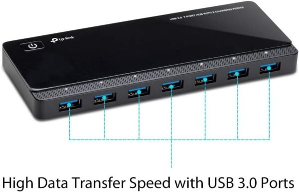 TP-Link Powered USB Hub 3.0 with 7 USB 3.0 Data Ports and 2 Smart Charging USB Ports. Compatible with Windows, Mac, Chrome & Linux OS, with Power On/Off Button, 12V/4A Power Adapter(UH720)