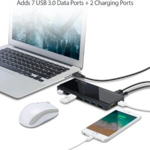 TP-Link Powered USB Hub 3.0 with 7 USB 3.0 Data Ports and 2 Smart Charging USB Ports. Compatible with Windows, Mac, Chrome & Linux OS, with Power On/Off Button, 12V/4A Power Adapter(UH720)