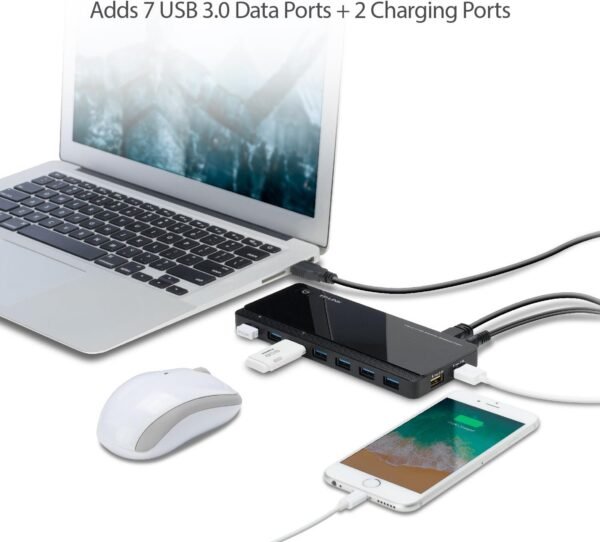 TP-Link Powered USB Hub 3.0 with 7 USB 3.0 Data Ports and 2 Smart Charging USB Ports. Compatible with Windows, Mac, Chrome & Linux OS, with Power On/Off Button, 12V/4A Power Adapter(UH720)